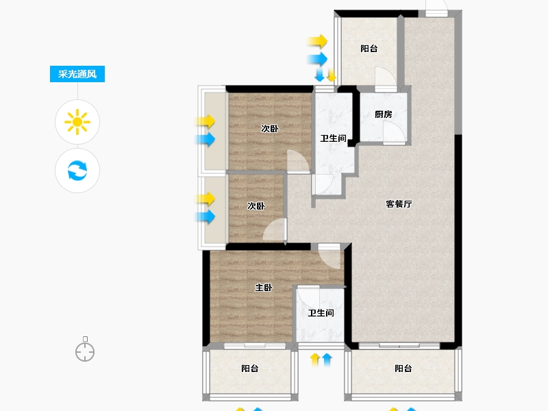 广东省-汕头市-天合名门-89.60-户型库-采光通风