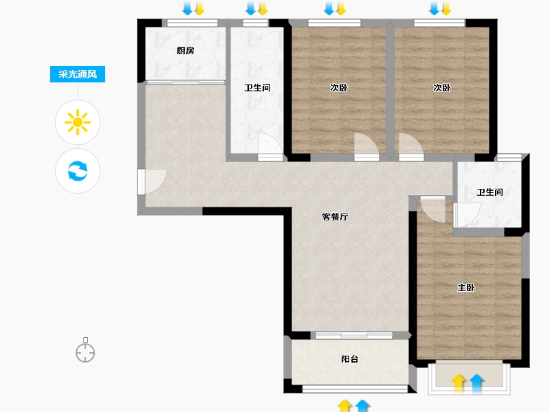 河南省-洛阳市-东展旖和园-92.59-户型库-采光通风