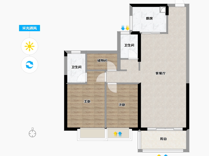 福建省-泉州市-央景楼王-103.36-户型库-采光通风