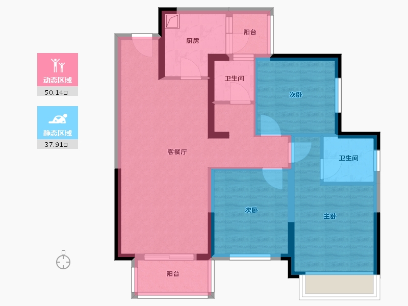 四川省-成都市-西郡英华四期-83.60-户型库-动静分区