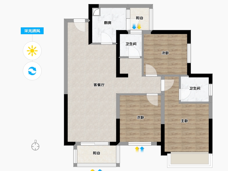 四川省-成都市-西郡英华四期-83.60-户型库-采光通风