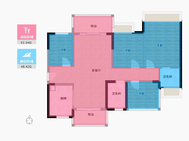 广东省-江门市-中建四局台山保利新公馆-100.70-户型库-动静分区