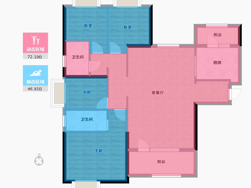 陕西省-汉中市-恒大御景湾-107.00-户型库-动静分区