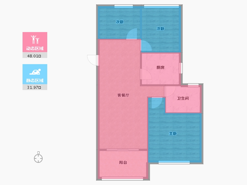 江苏省-苏州市-绿地21城-69.74-户型库-动静分区