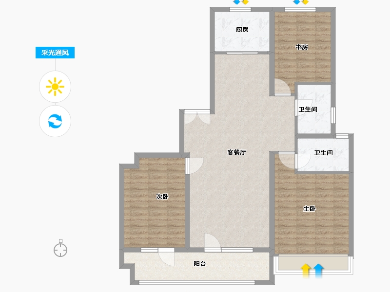 山东省-淄博市-荣悦城-114.40-户型库-采光通风