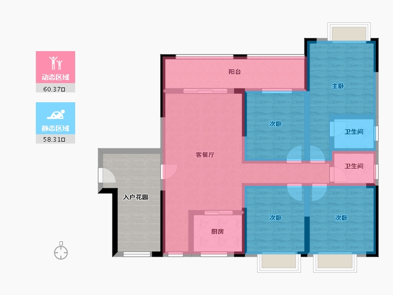 四川省-泸州市-阳光国际城-113.90-户型库-动静分区