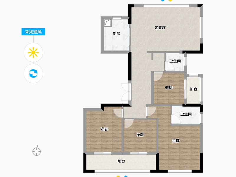 浙江省-丽水市-东景湾-112.00-户型库-采光通风