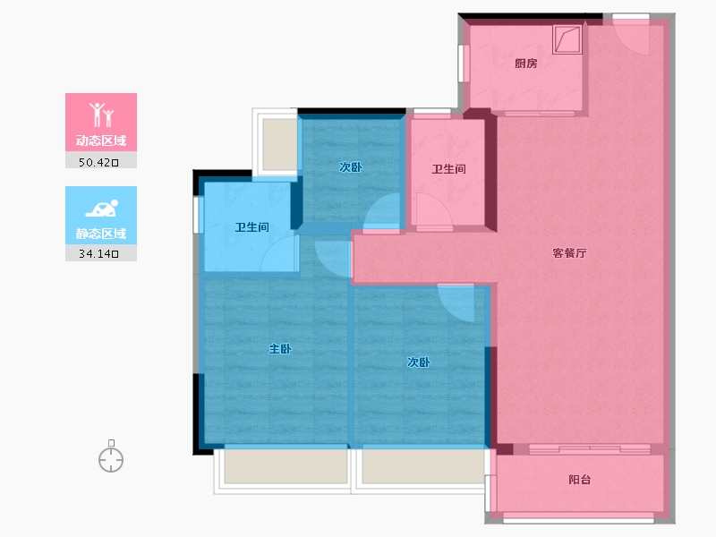 广东省-广州市-越秀明珠天悦江湾-74.00-户型库-动静分区