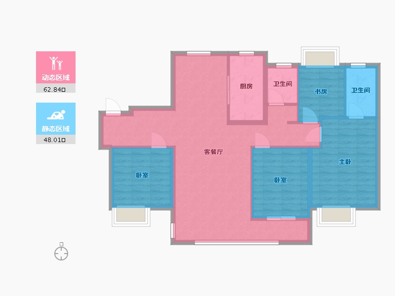 江苏省-南通市-桃李江山-100.00-户型库-动静分区