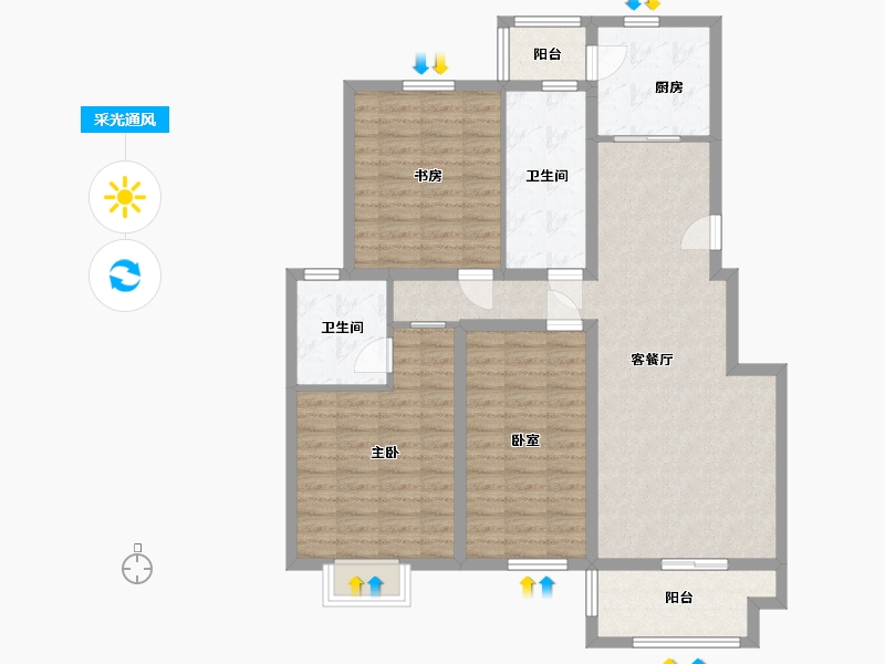 江苏省-徐州市-公园壹号-109.70-户型库-采光通风