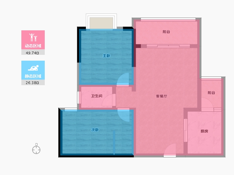 重庆-重庆市-中央华府-68.80-户型库-动静分区