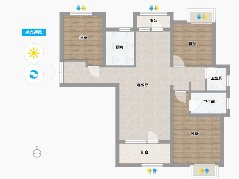 湖北省-武汉市-福星华府誉境-91.17-户型库-采光通风