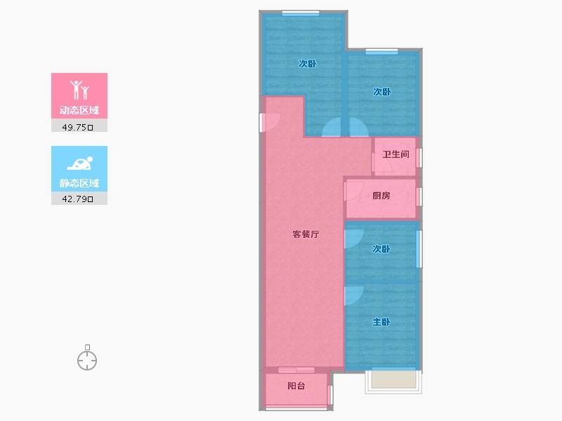 安徽省-合肥市-金地格林传奇-85.23-户型库-动静分区