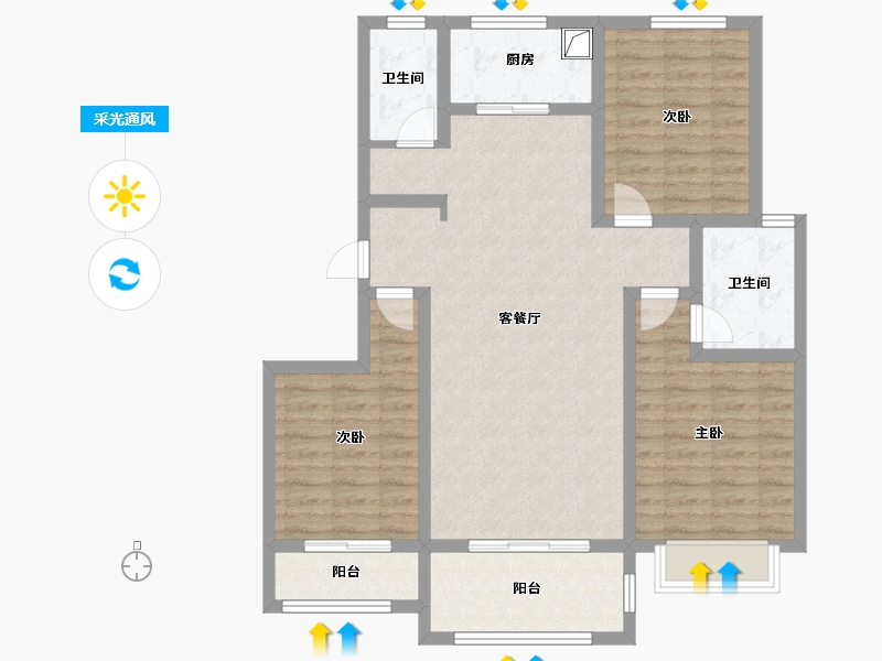 陕西省-宝鸡市-恒源华府-99.00-户型库-采光通风