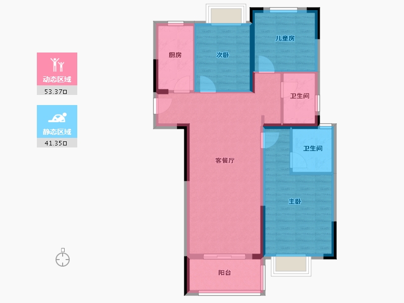 湖北省-武汉市-融创城-84.80-户型库-动静分区