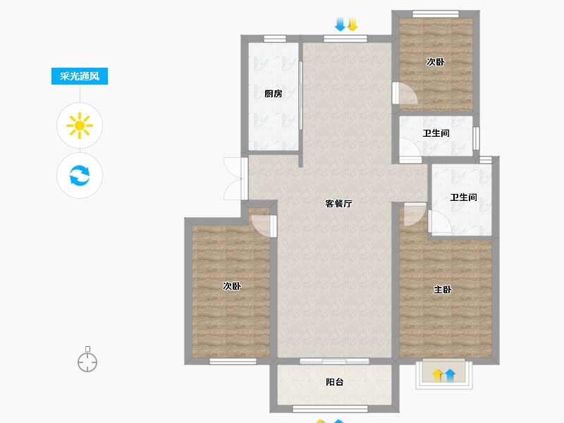 河北省-邢台市-天一城-101.58-户型库-采光通风