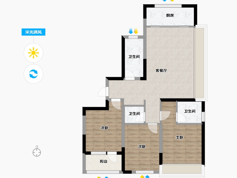 山东省-威海市-威建怡康苑-100.00-户型库-采光通风