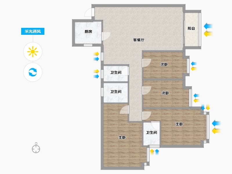 广东省-中山市-凯茵豪园-118.70-户型库-采光通风