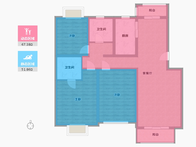 江苏省-常州市-山水名门-105.51-户型库-动静分区