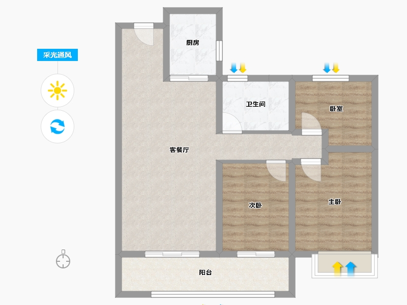 山东省-潍坊市-南阳澜庭-96.00-户型库-采光通风