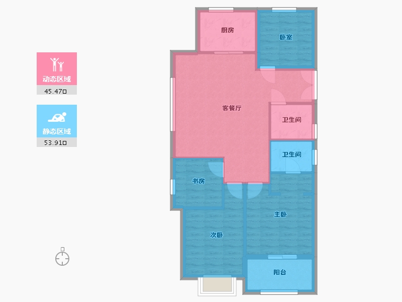 浙江省-绍兴市-丽景春天-90.00-户型库-动静分区