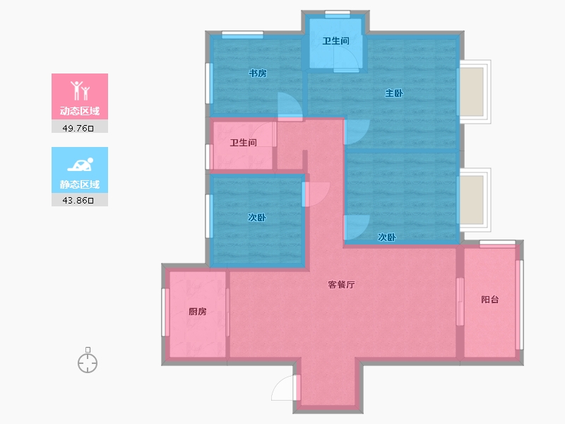 安徽省-合肥市-孔雀城四季澜湾-90.00-户型库-动静分区