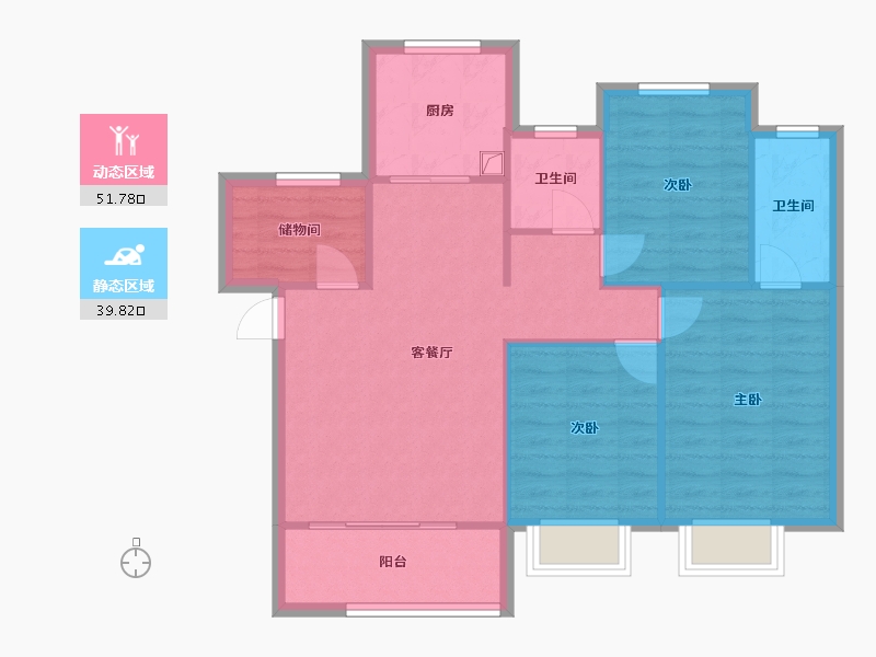 山东省-济南市-绿地国际城五期百花明都-99.00-户型库-动静分区