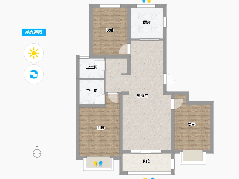 河北省-邯郸市-观澜城西区-100.00-户型库-采光通风