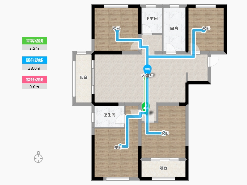 安徽省-合肥市-北岗花园-113.74-户型库-动静线