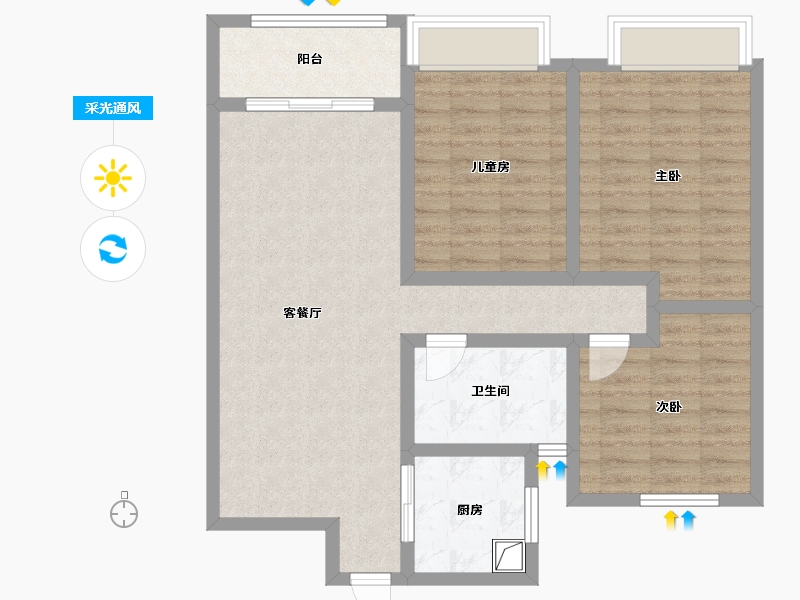 安徽省-蚌埠市-城南望府-87.20-户型库-采光通风