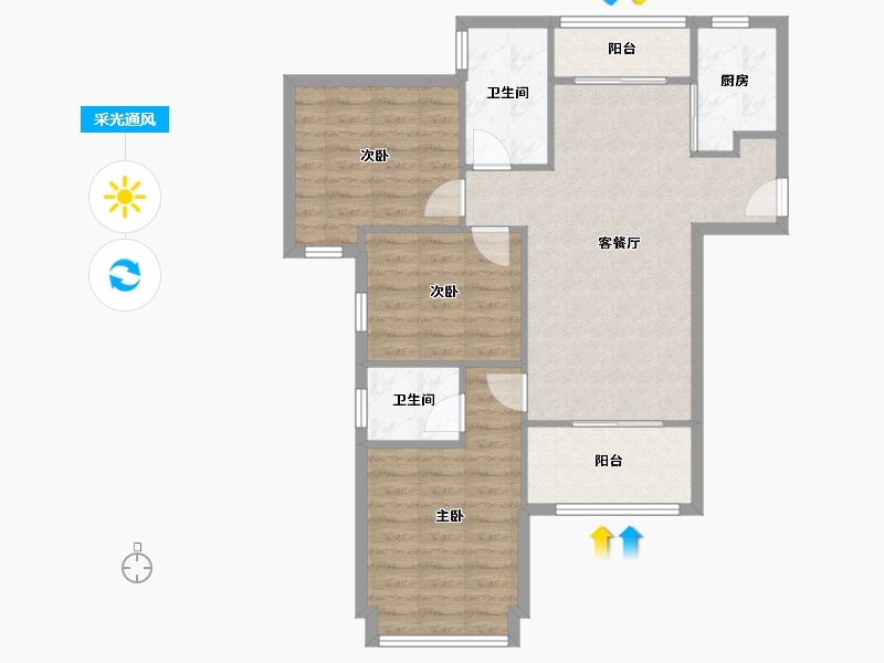 陕西省-西安市-曲江美好时光-82.00-户型库-采光通风