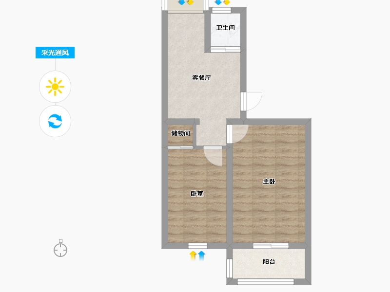 北京-北京市-造甲街南里-43.60-户型库-采光通风