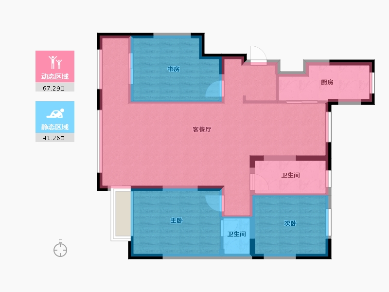 甘肃省-嘉峪关市-南湖国际-110.26-户型库-动静分区