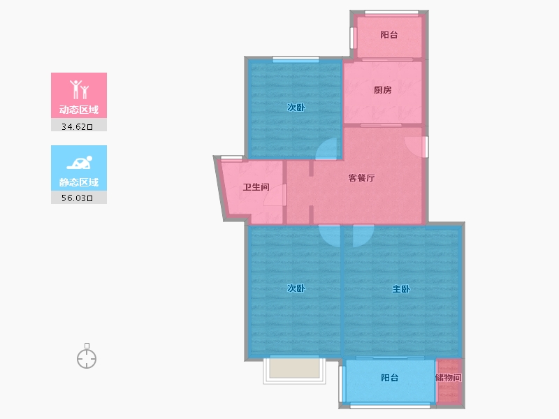 上海-上海市-中星海上名庭一期-85.27-户型库-动静分区