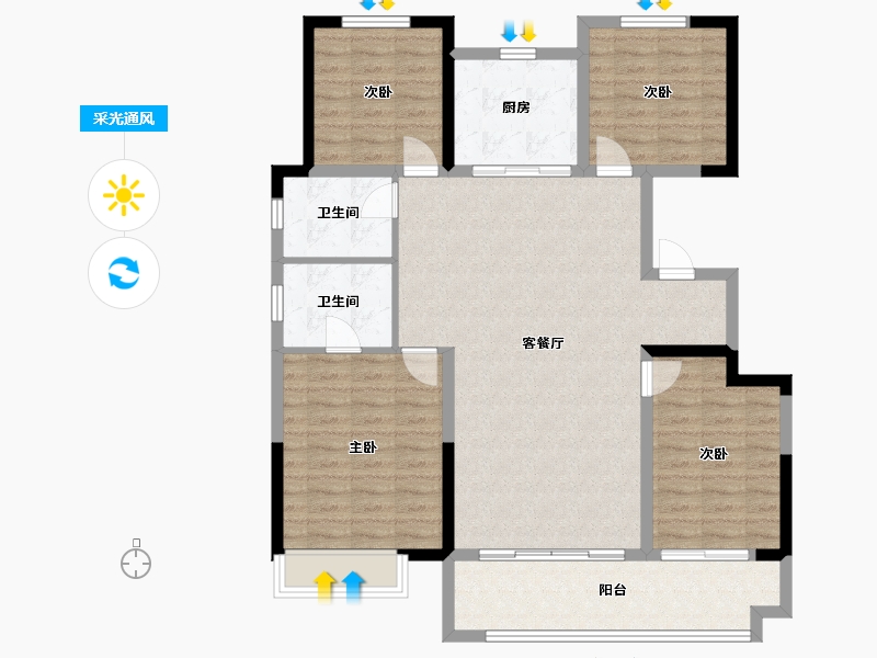 山东省-滨州市-拾光九樾-121.78-户型库-采光通风