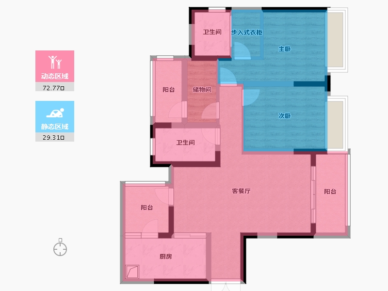 重庆-重庆市-中国铁建东林道销售中心-93.94-户型库-动静分区