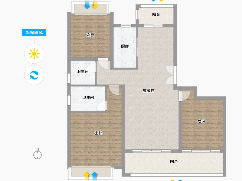 海南省-海口市-海航豪庭南苑-五区-132.00-户型库-采光通风