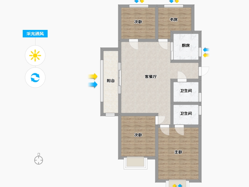 浙江省-杭州市-龙湖昱泊名府-96.20-户型库-采光通风