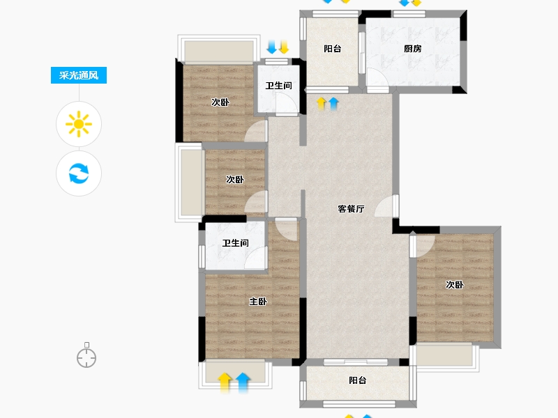 湖北省-咸宁市-康美健康城-106.40-户型库-采光通风