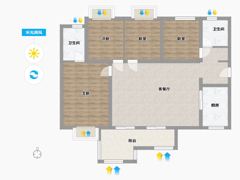 湖南省-长沙市-郡原美村-108.00-户型库-采光通风