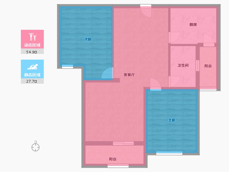 江苏省-苏州市-东湖京华-73.60-户型库-动静分区