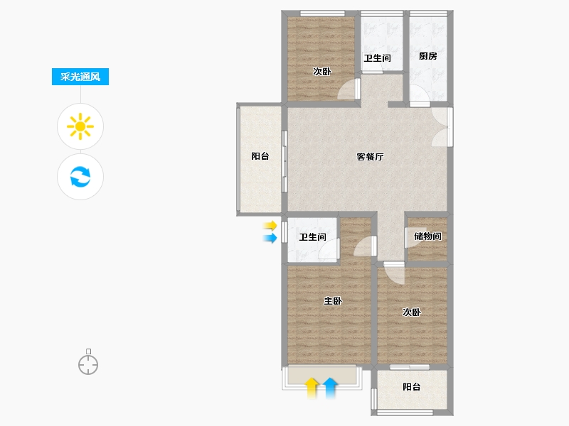 河南省-安阳市-新明珠-109.60-户型库-采光通风