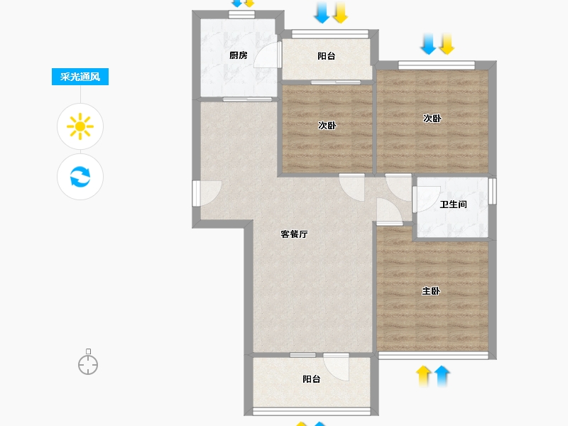 湖北省-武汉市-联投龙湾二期-77.70-户型库-采光通风