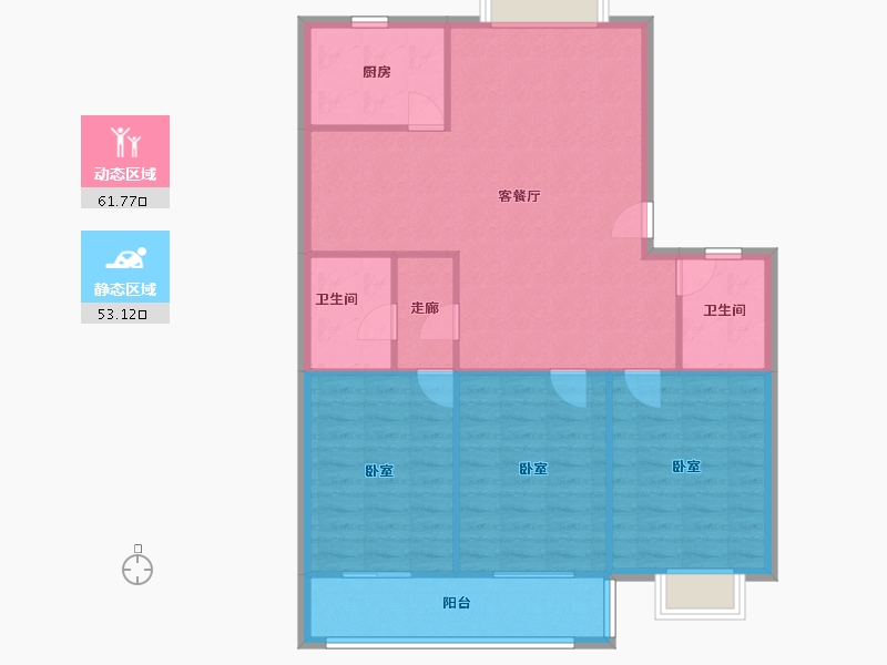 湖北省-武汉市-关西小区-105.60-户型库-动静分区