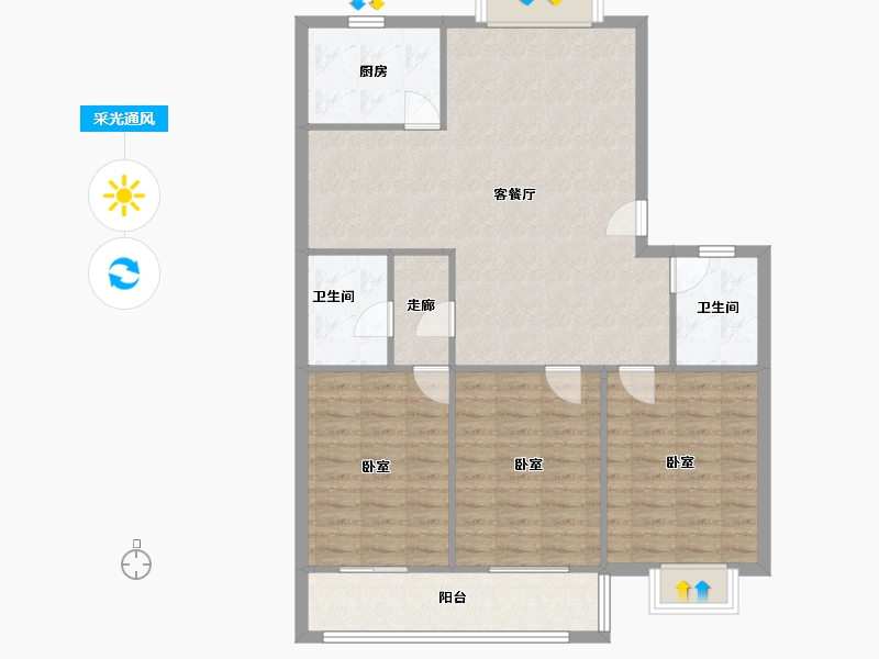 湖北省-武汉市-关西小区-105.60-户型库-采光通风