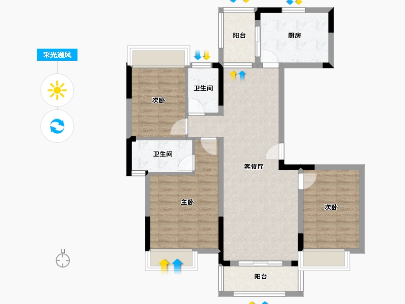 湖北省-咸宁市-康美健康城-101.60-户型库-采光通风