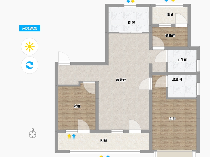 山东省-青岛市-天一仁和宸璟都会-92.80-户型库-采光通风