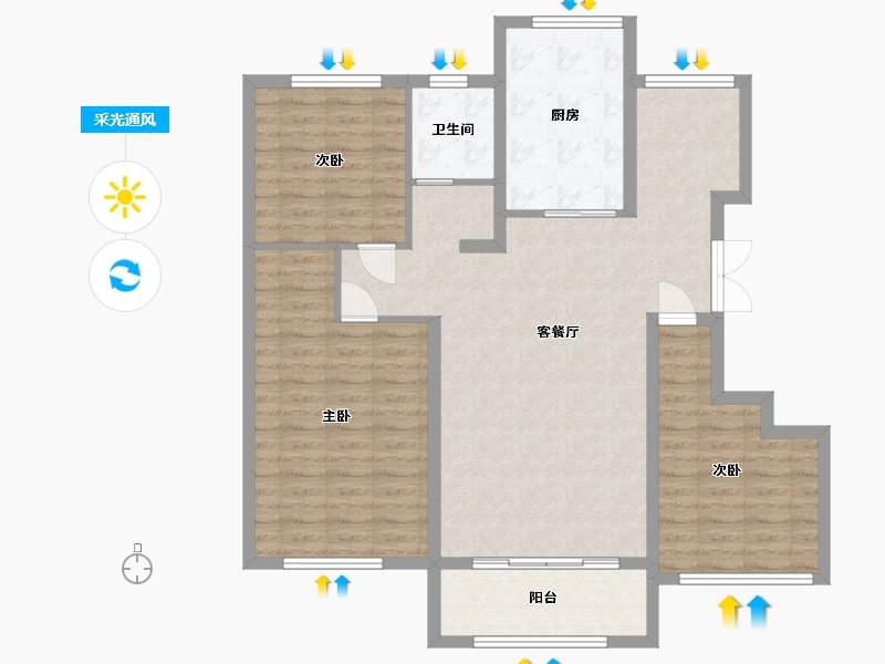 山东省-德州市-东海院子-128.00-户型库-采光通风