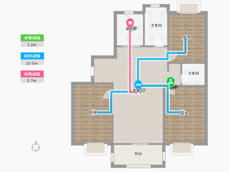 江苏省-苏州市-玉成家园-二期-109.62-户型库-动静线