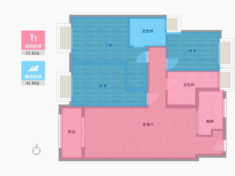 江苏省-苏州市-明玥逸庭-95.65-户型库-动静分区